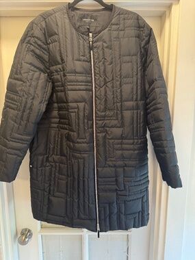 Lafayette 148 NY Quilted Goose Down Knee Length Coat Black XL
